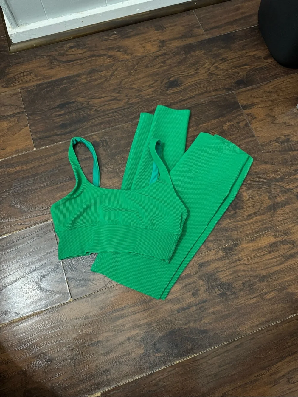Beach Riot Green Ribbed Leggings & Sports Bra Set